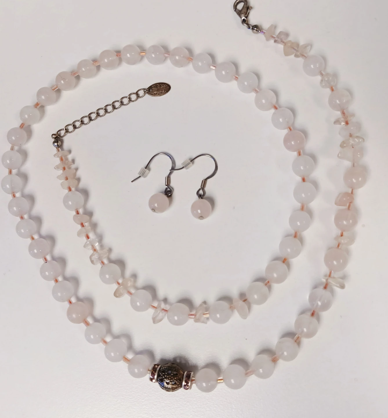 Rose Quartz Necklace and Earring Set - photo 2