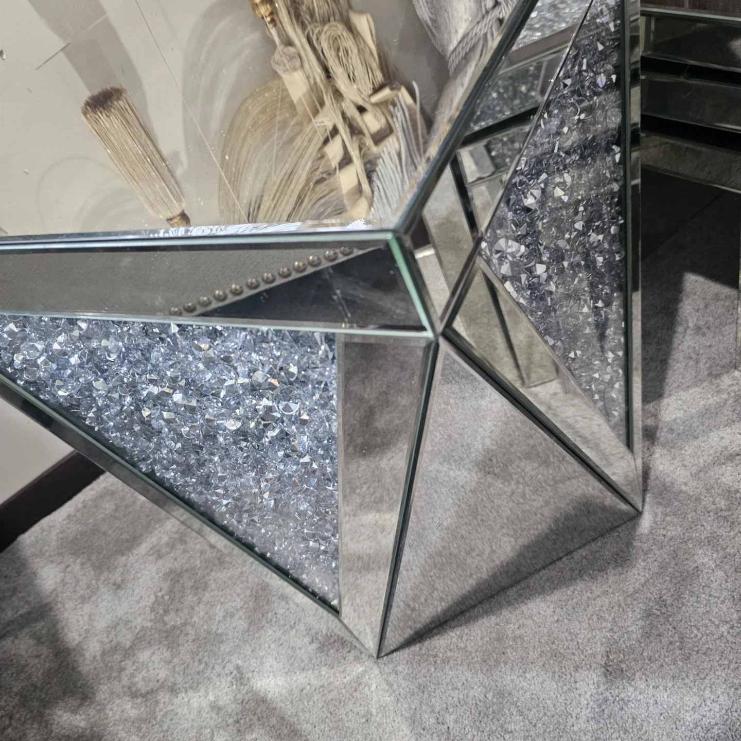 Crushed Crystal Mirrored Accent Table - photo 3