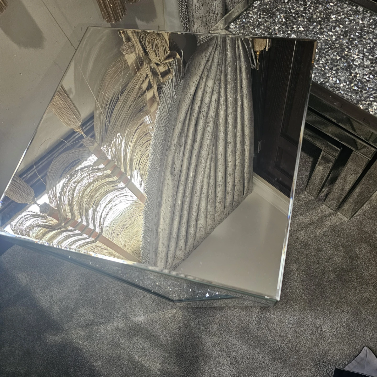 Crushed Crystal Mirrored Accent Table - photo 4