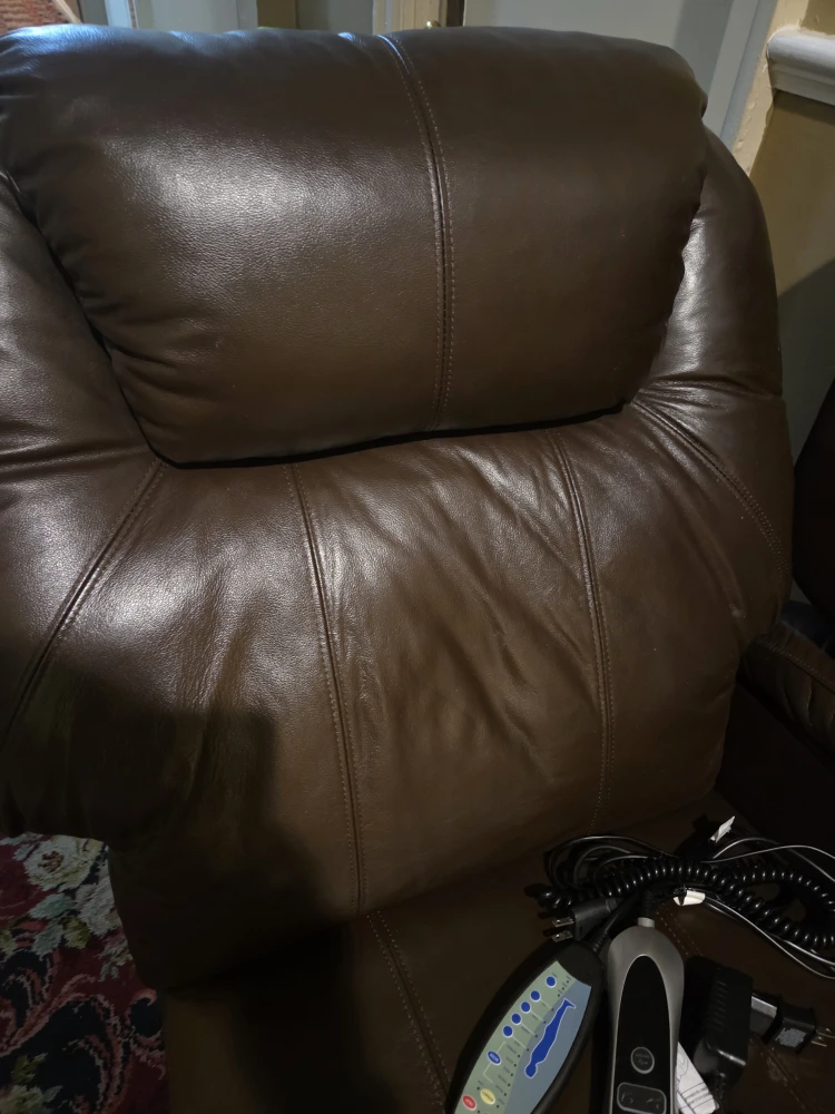 Brown Faux Leather Recliner Chair with Power Lift & Massage - photo 2