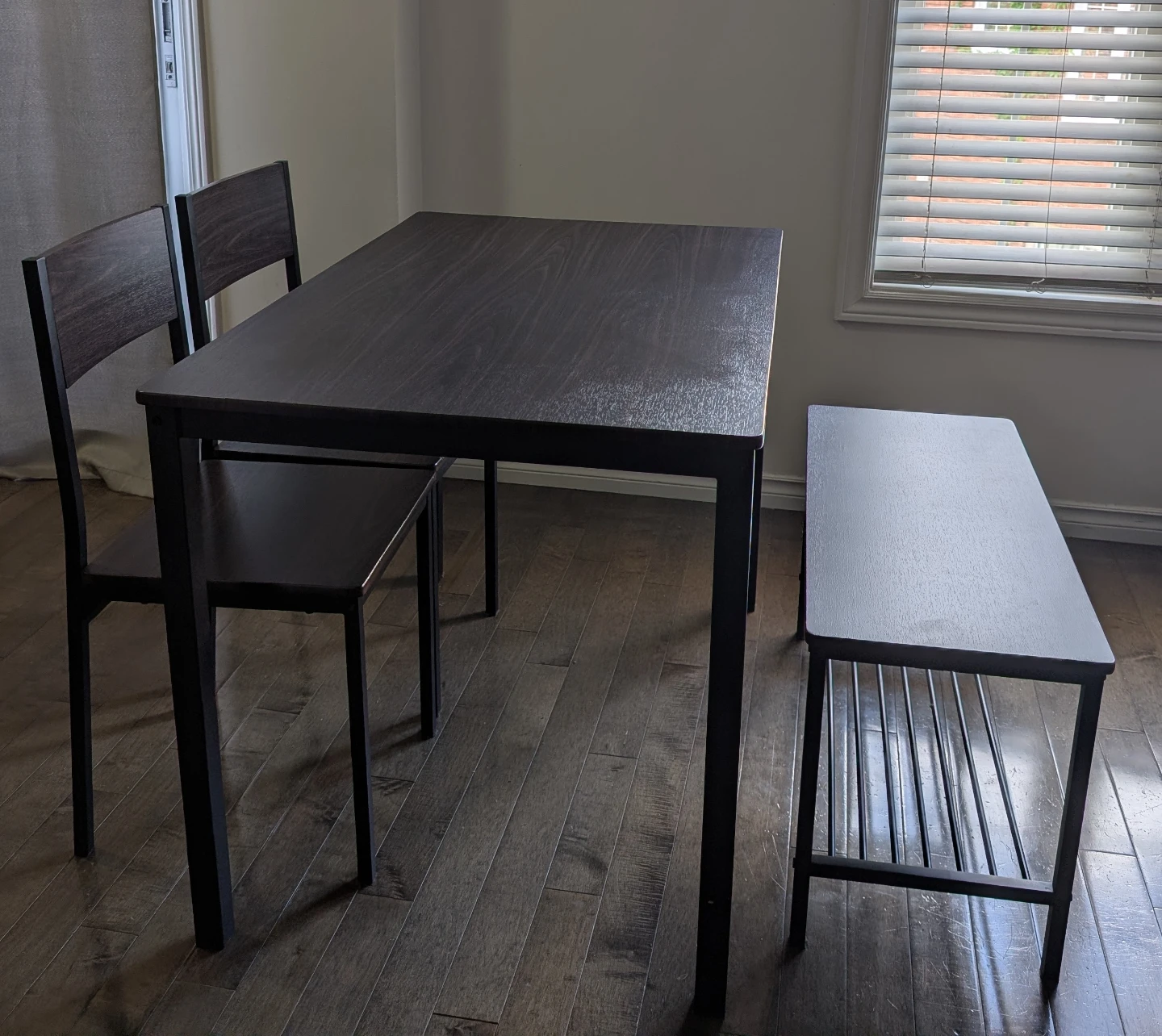 Dark Wood Dining Set with Table and 2 Chairs - photo 2