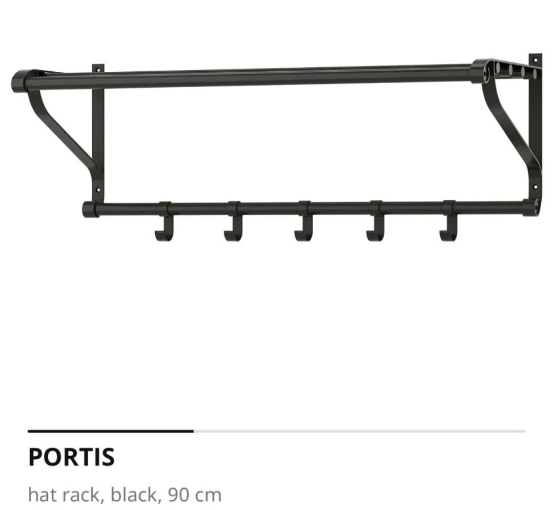 BNIB unopened PORTIS hat rack, black, 90 cm