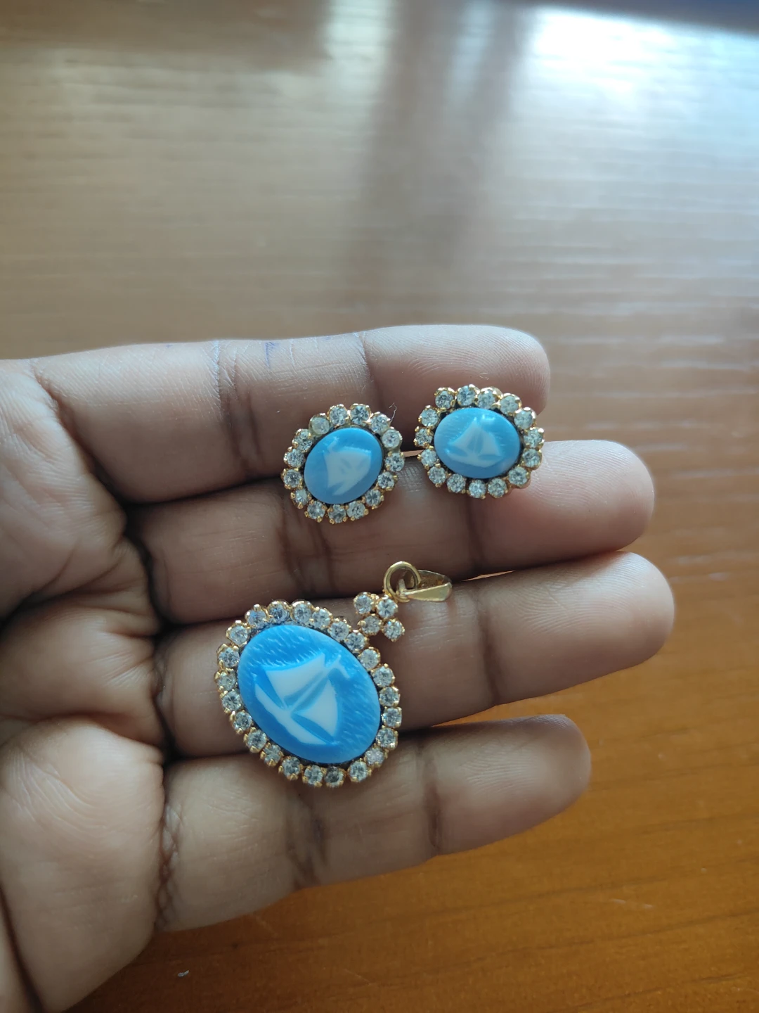 Blue earrings and pendant - photo 3