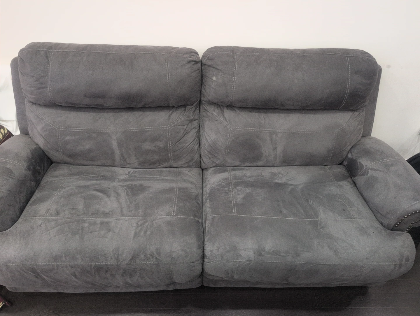 Grey Reclining Loveseat Sofa with Cup Holders - photo 2