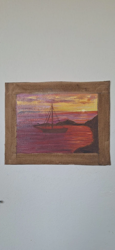 Oil Painting of a Sailboat at Sunset - photo 2