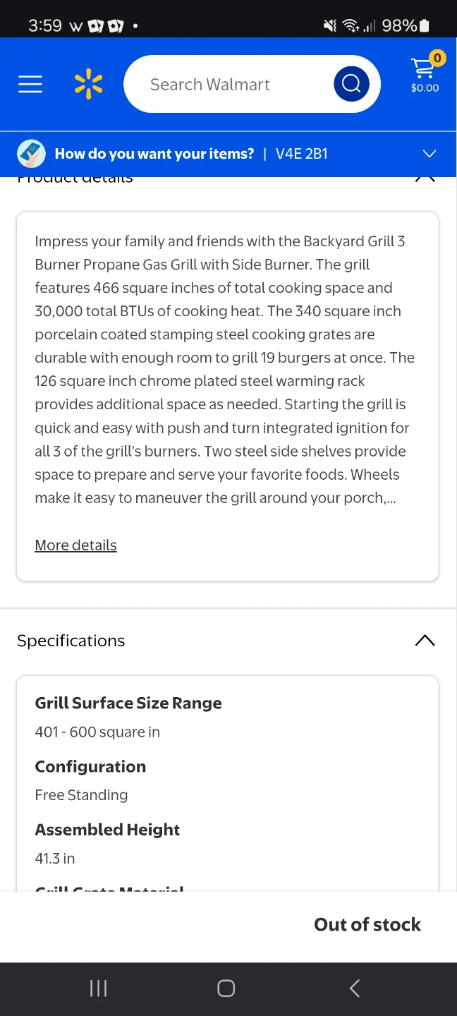 Backyard Grill 3-Burner Propane Grill with Side Burner - photo 4