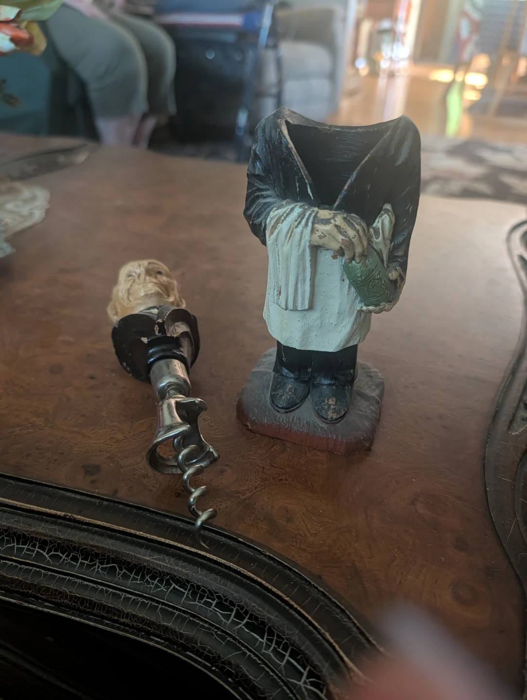Vintage Waiter Figurine Corkscrew Bottle Opener - photo 5