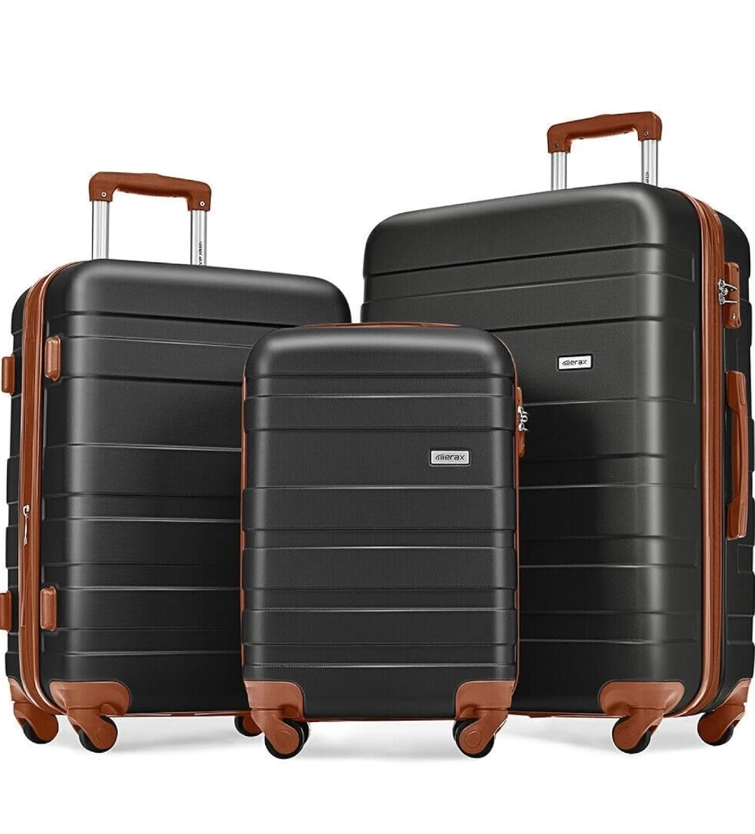 American Tourister Luggage Set - Black with Brown Accents