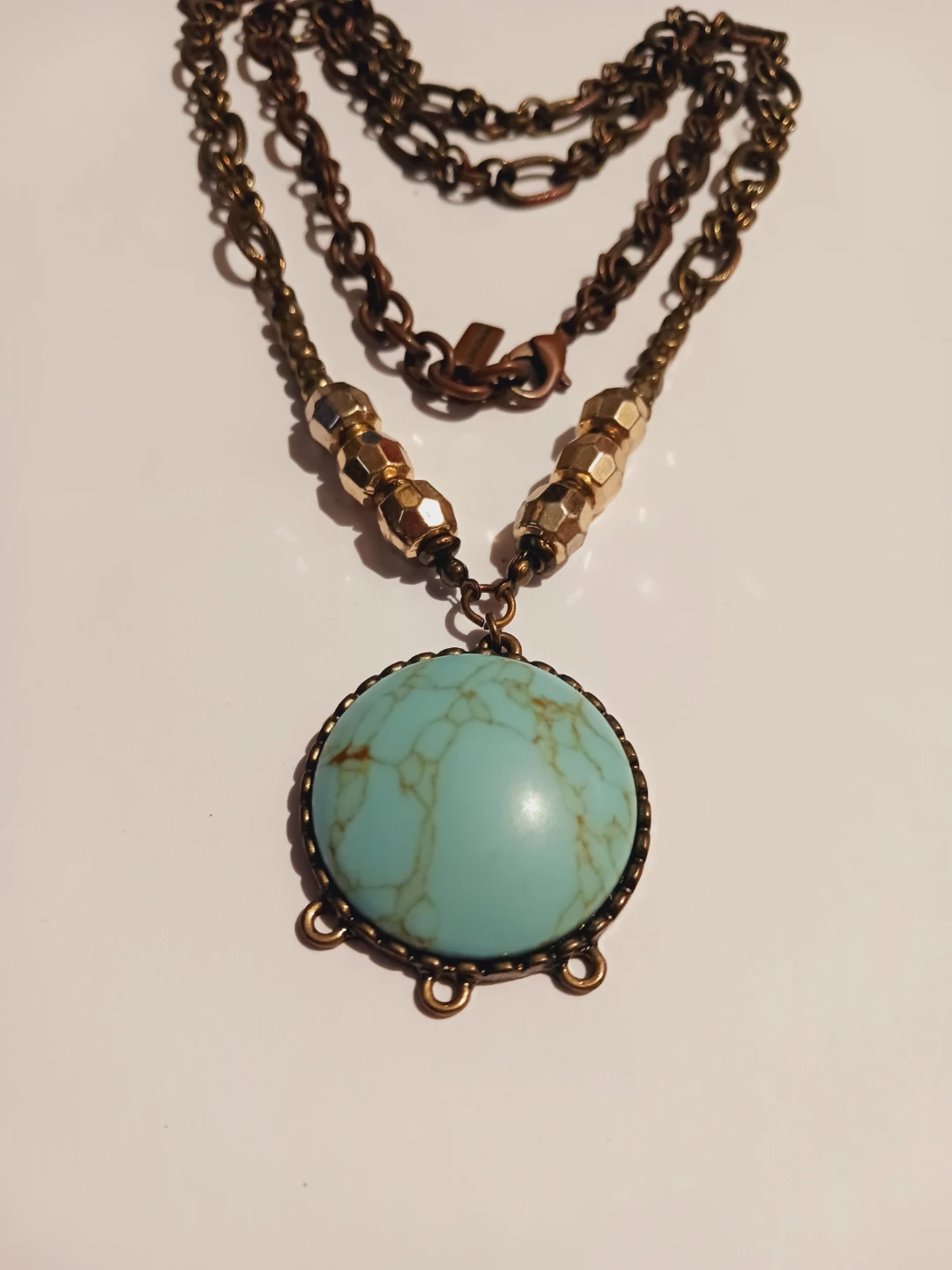 Layered Necklace with Turquoise Pendant - photo 2