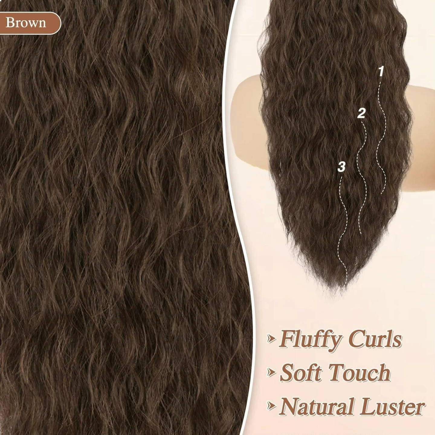 BARSDAR Fluffy Curls Ponytail Extension - Brown