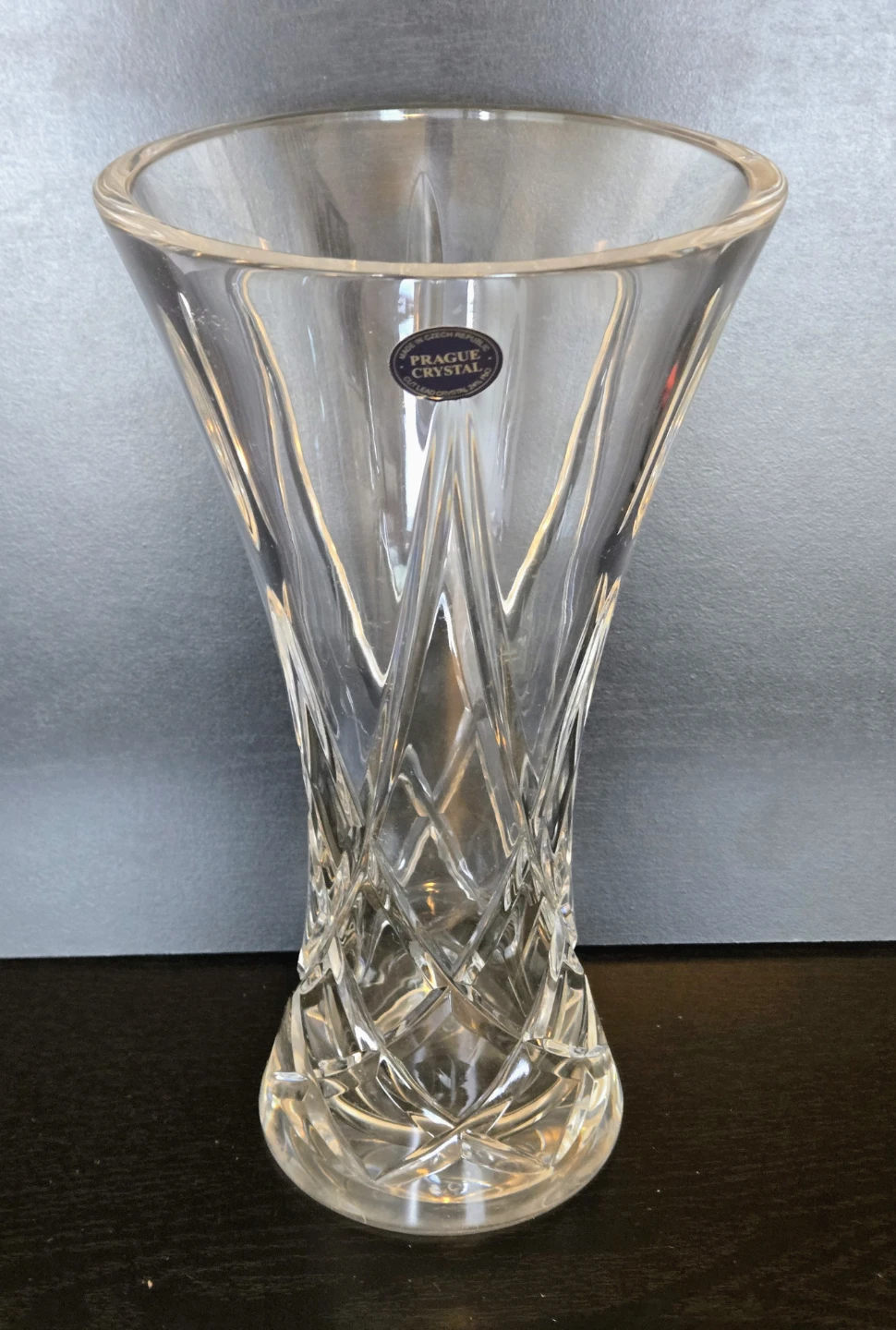 Vintage 10" Prague Cut Crystal Czech Republic Vase