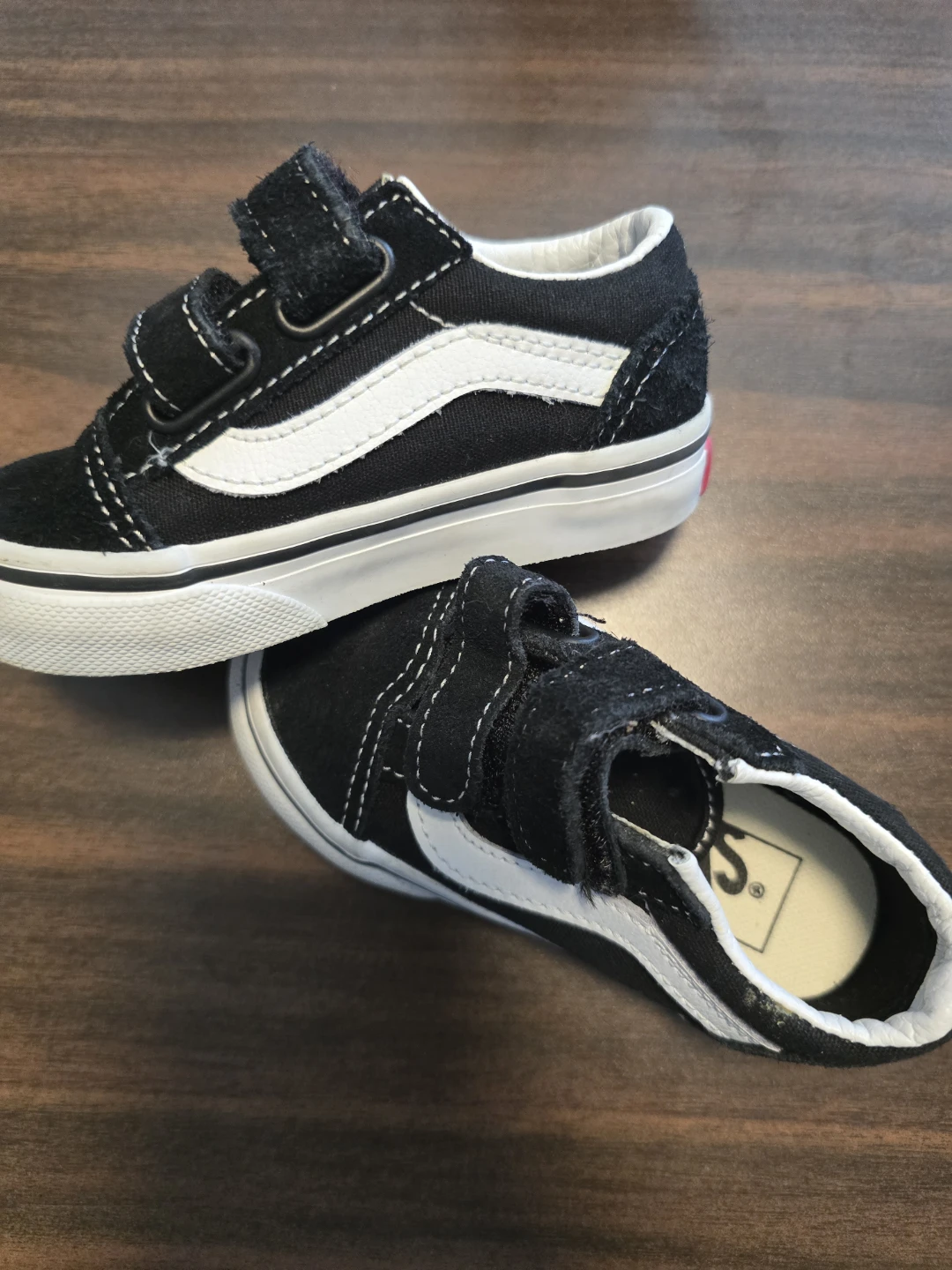 Vans Toddler Old Skool V Shoes Black White Size 5