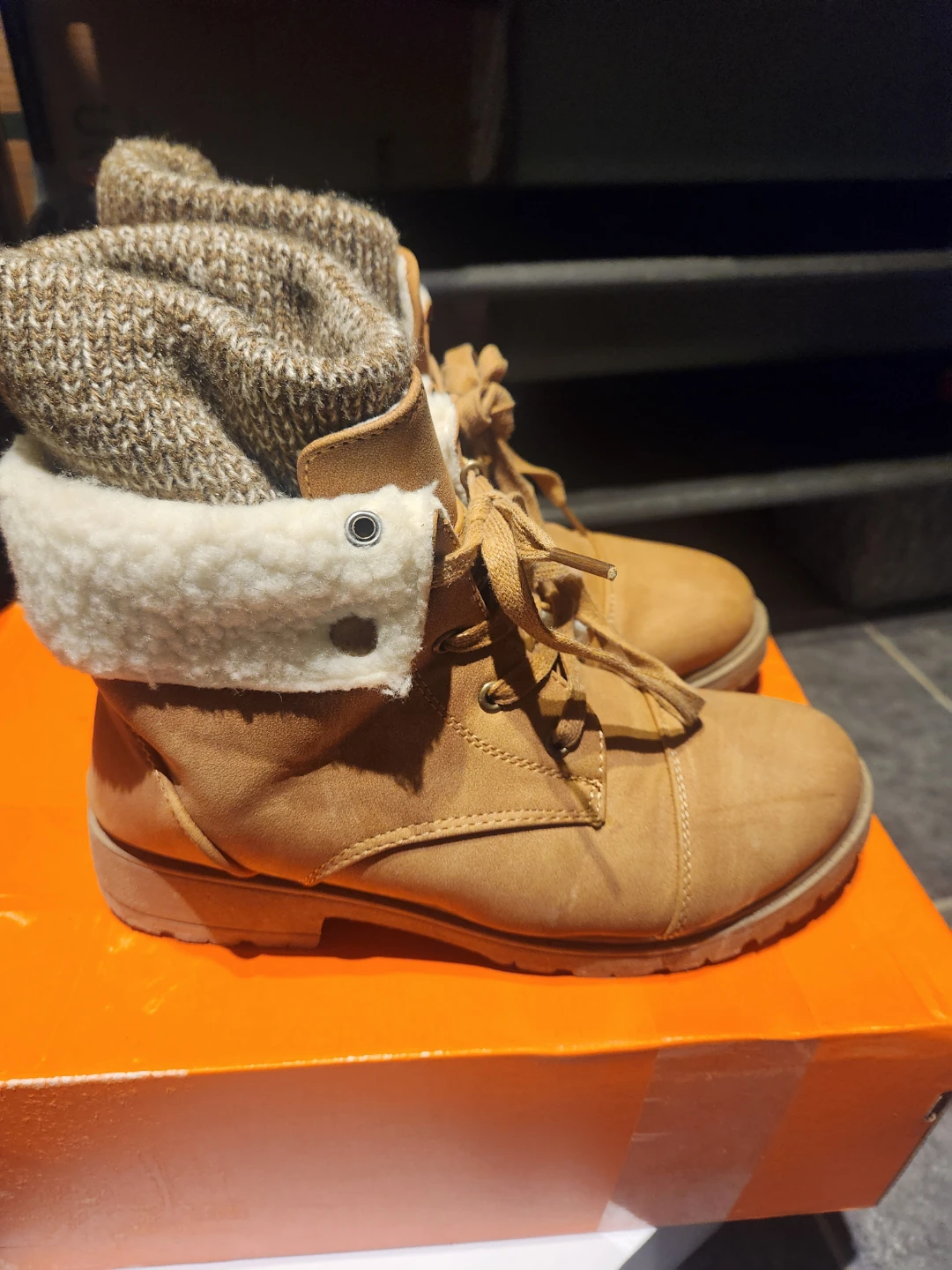 Women's Tan Faux Suede Lace-Up Winter Boots - photo 2