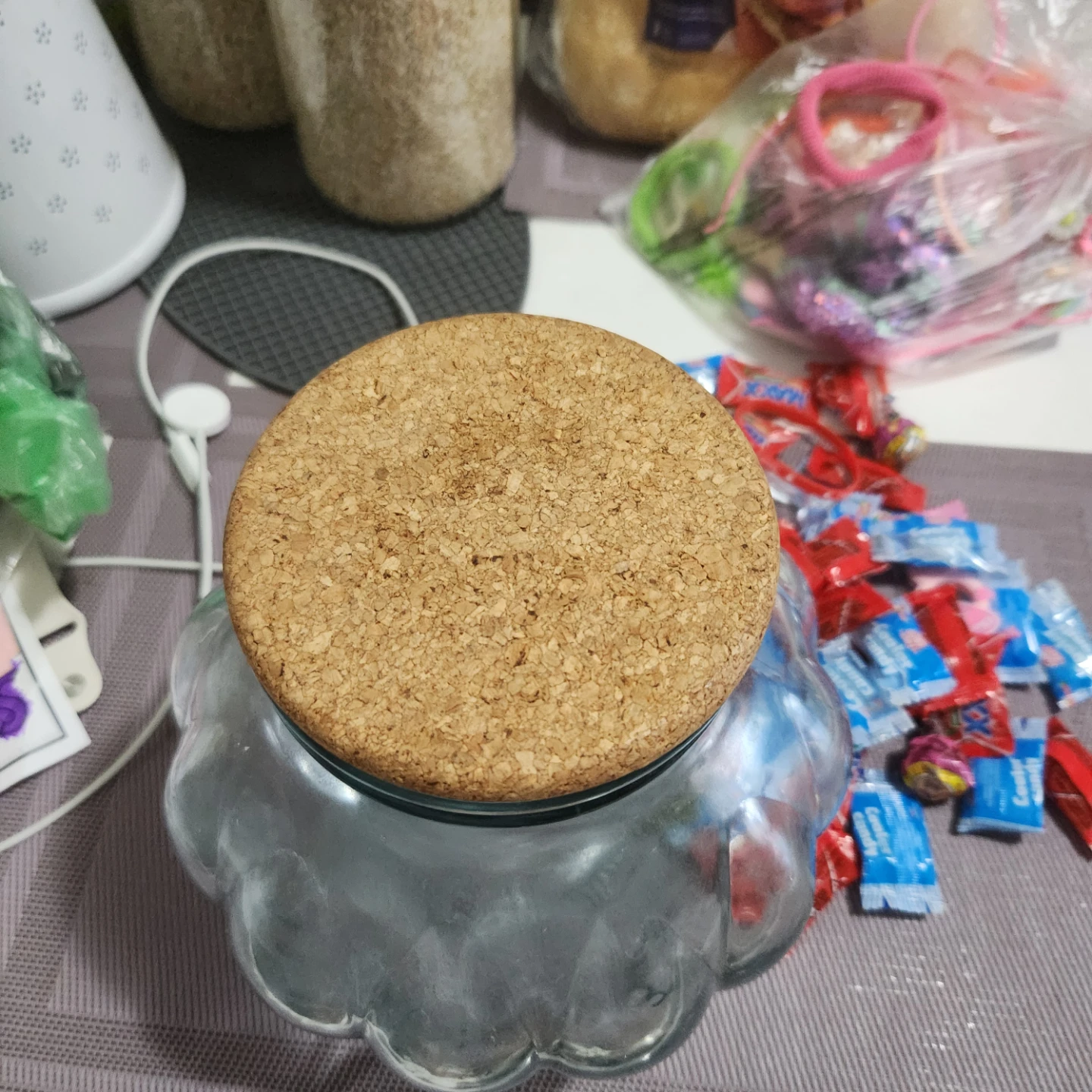 Glass storage jar with cork lid - photo 2