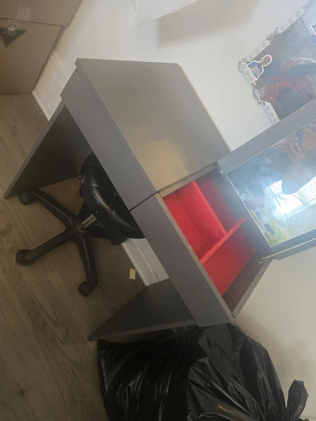 Grey Vanity Desk with Mirror