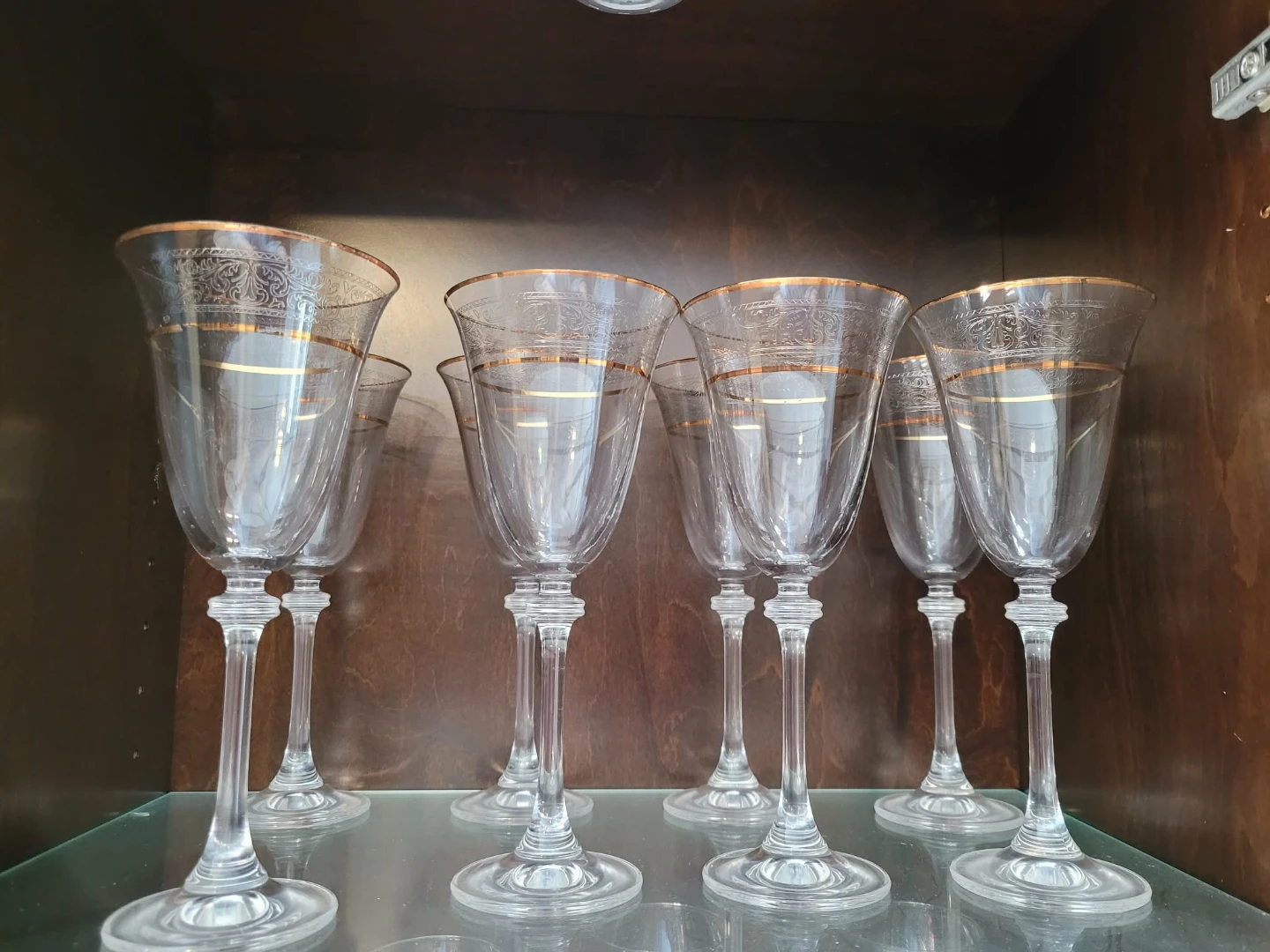Vintage Bohemia crystal glasses with Gold Trim