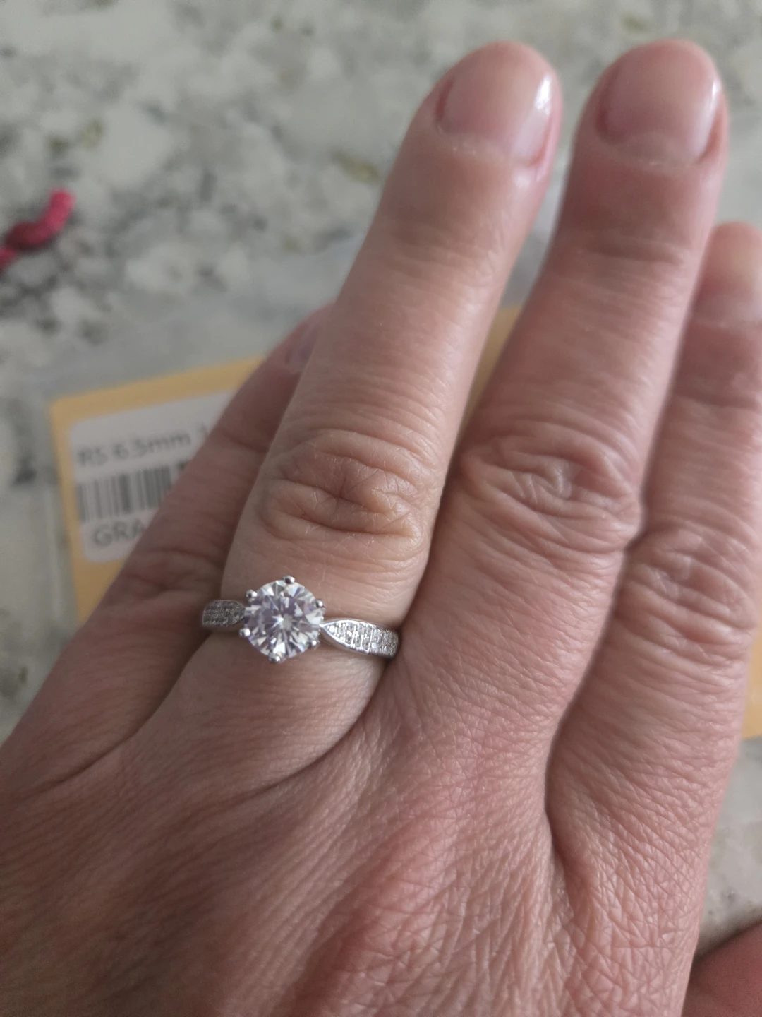 Size 7 adjustable sterling silver rhodium plated moissanite ring - photo 3