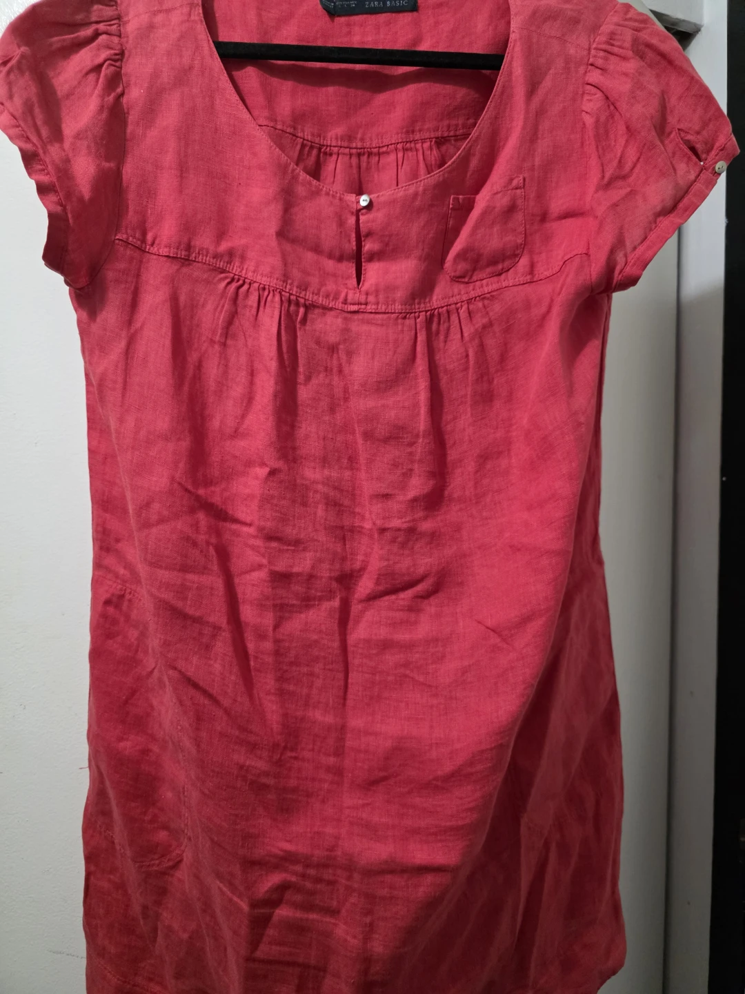 ZARA BASIC Red Linen Blend Tunic Top