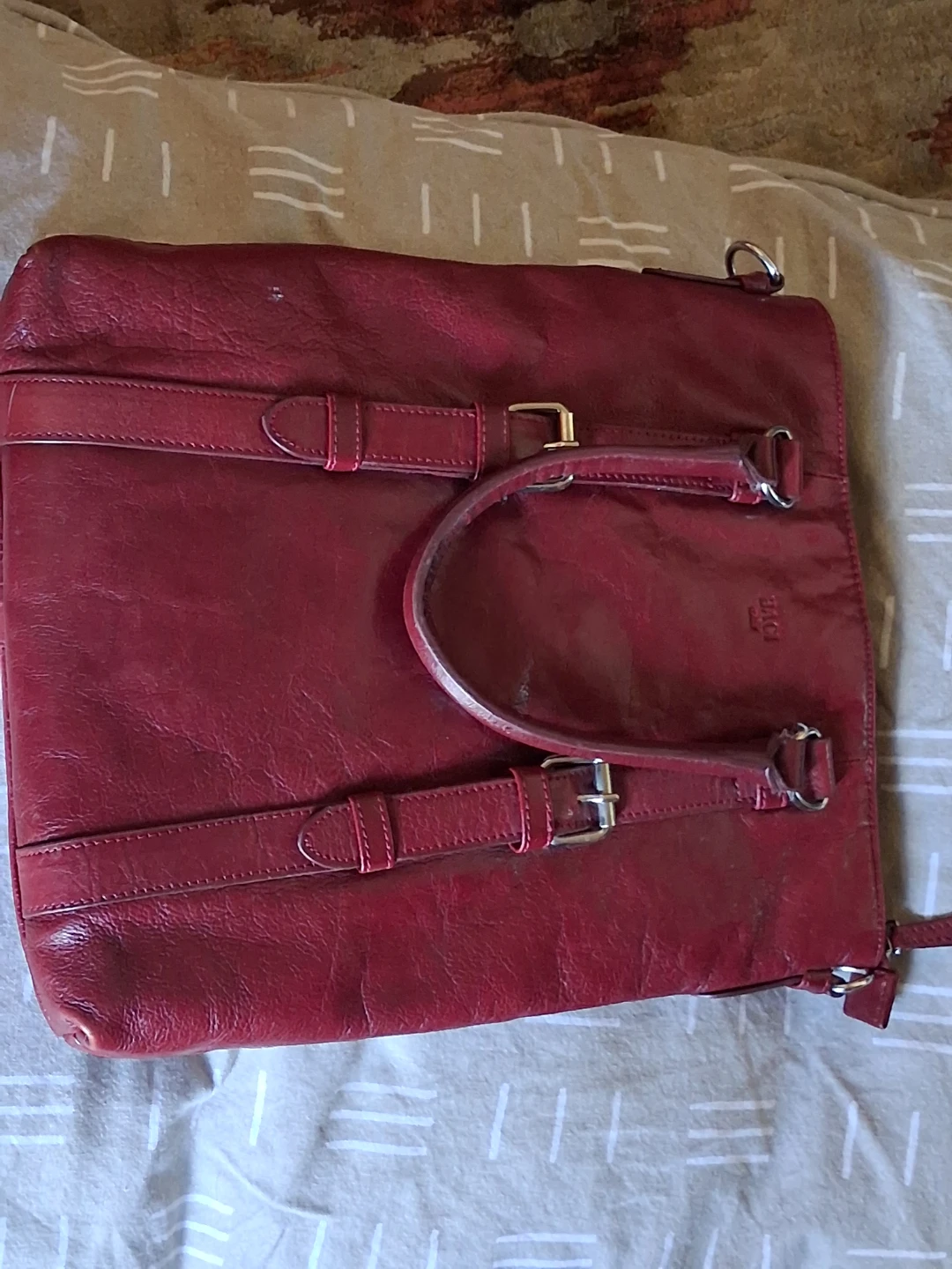 Red Leather Tote Bag