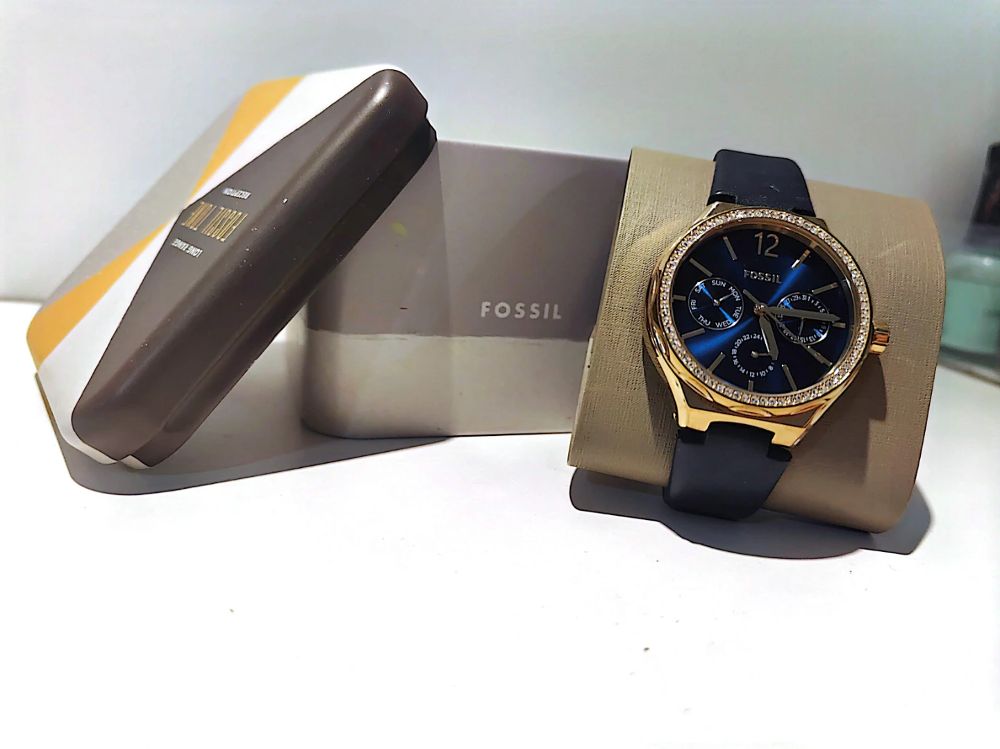 Fossil Women's Watch - Blue Dial, Gold Tone Case