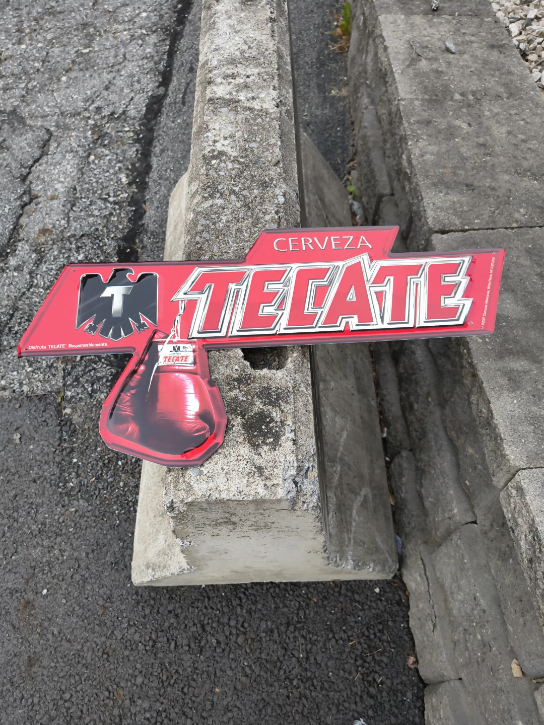 Tecate boxing glove metal sign