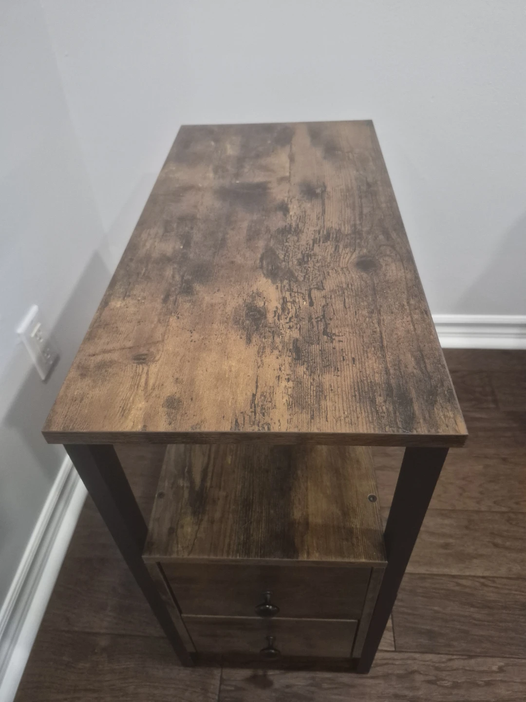 Set of 2  Rustic Wood Side Table with 2 Drawers - photo 2