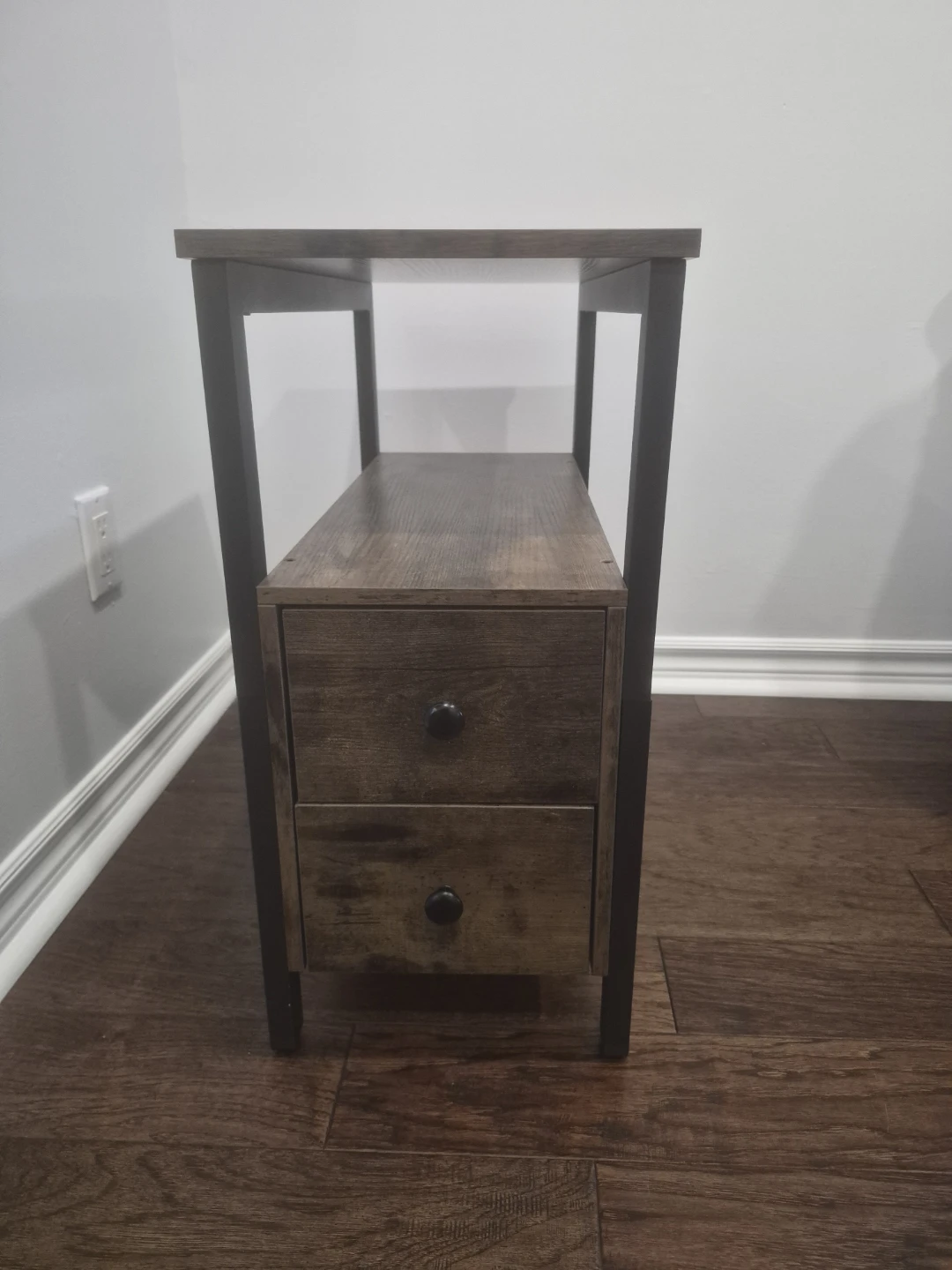 Set of 2  Rustic Wood Side Table with 2 Drawers - photo 4