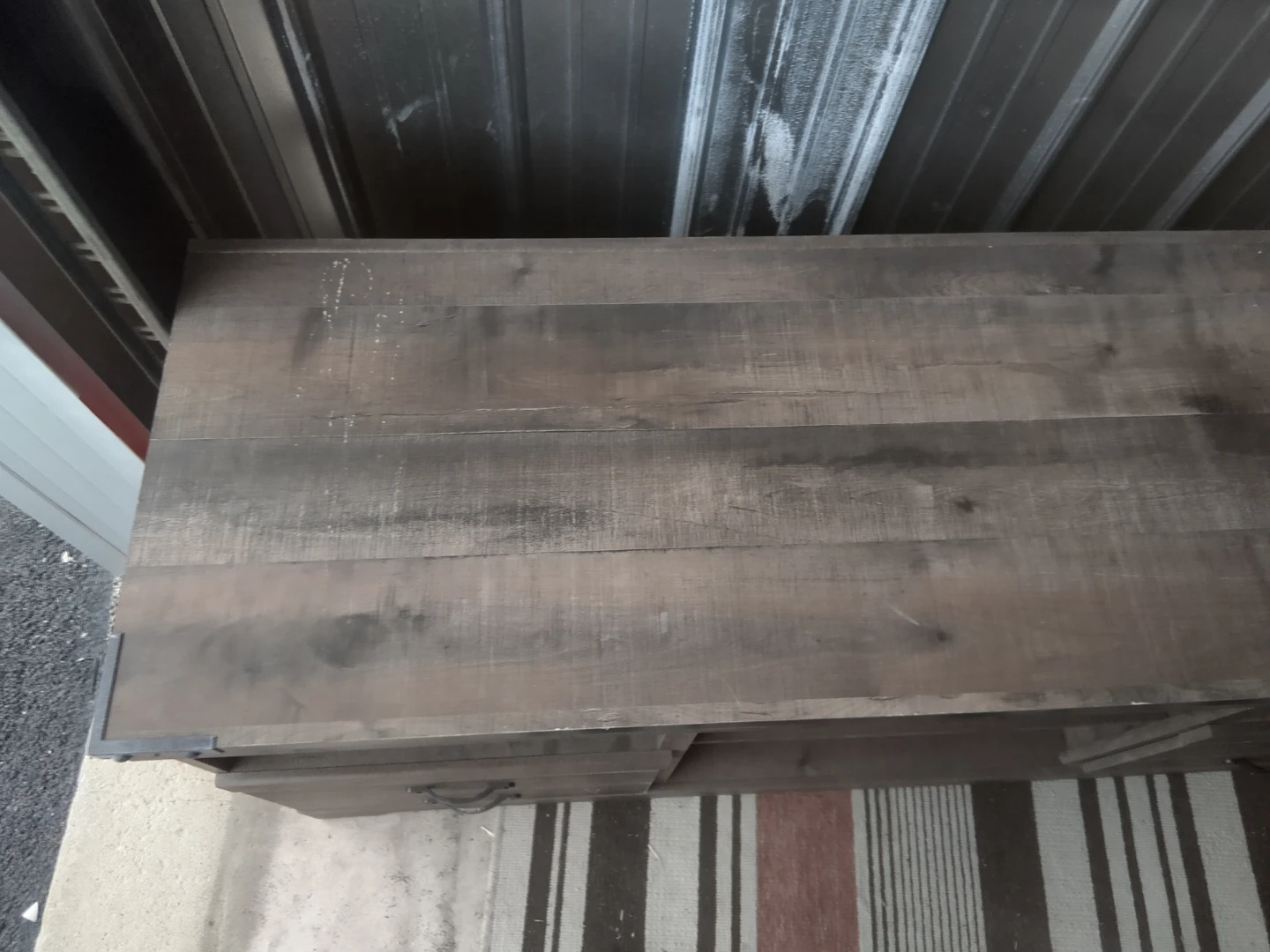 Rustic Wood TV Stand with Drawers and Shelves - photo 4