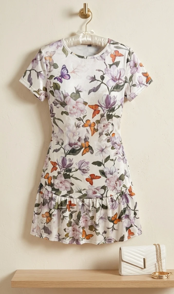 Floral & Butterfly Print Dress