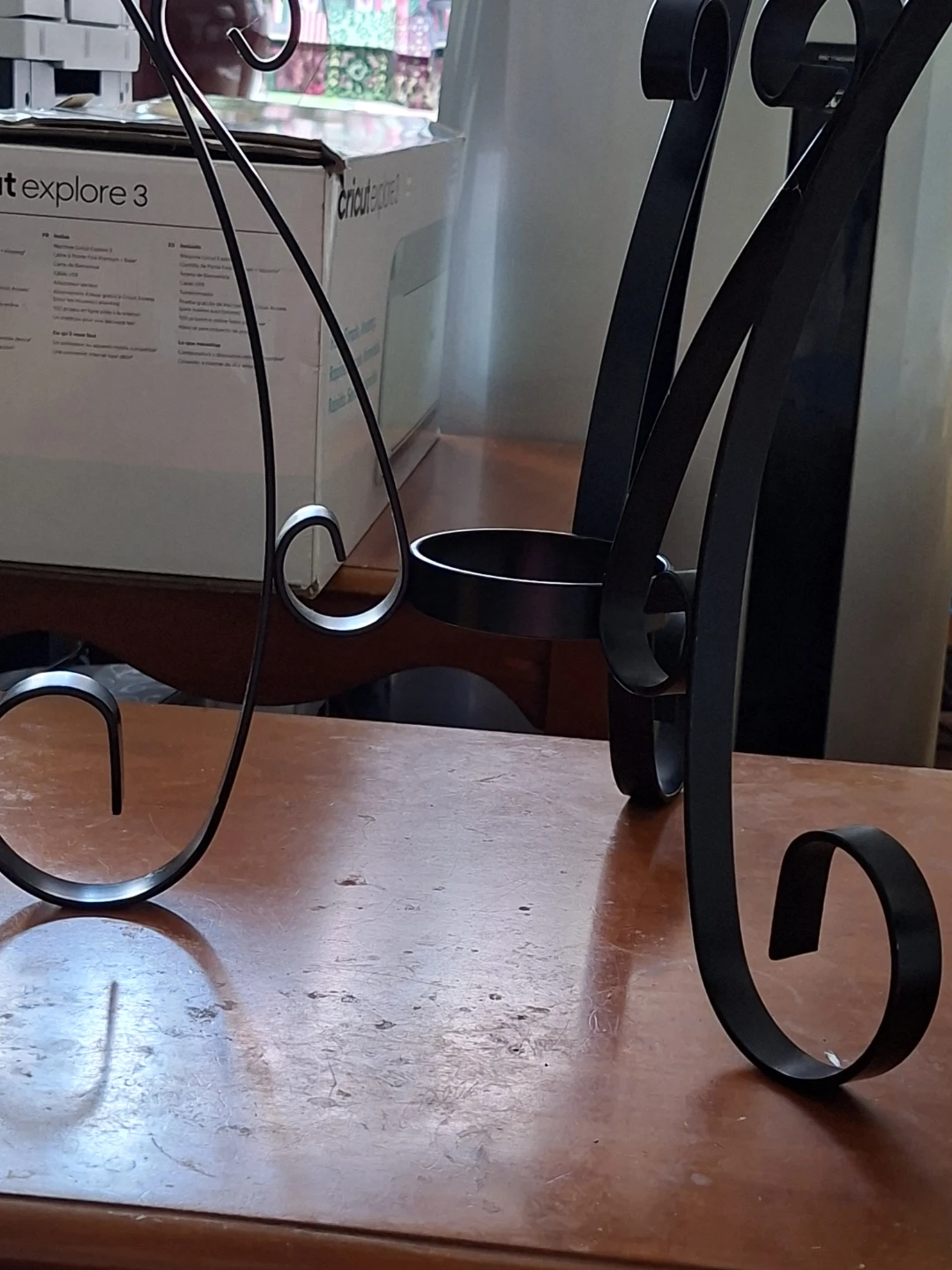 Black Metal Candelabra Stand with Glass top - photo 2