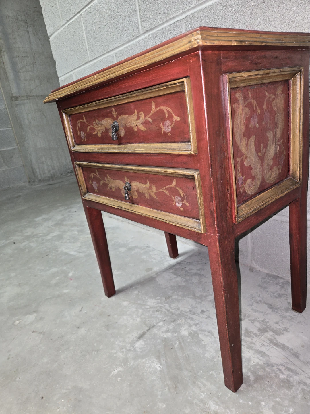 Vintage Red Two-Drawer Side Table - photo 3