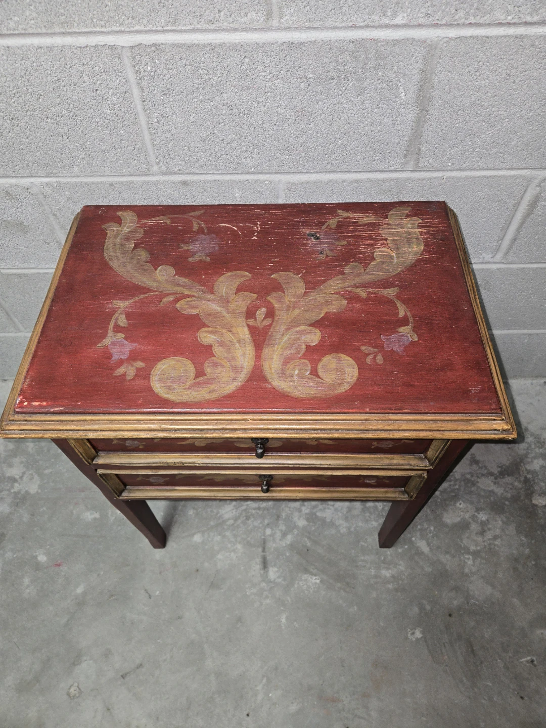 Vintage Red Two-Drawer Side Table - photo 4