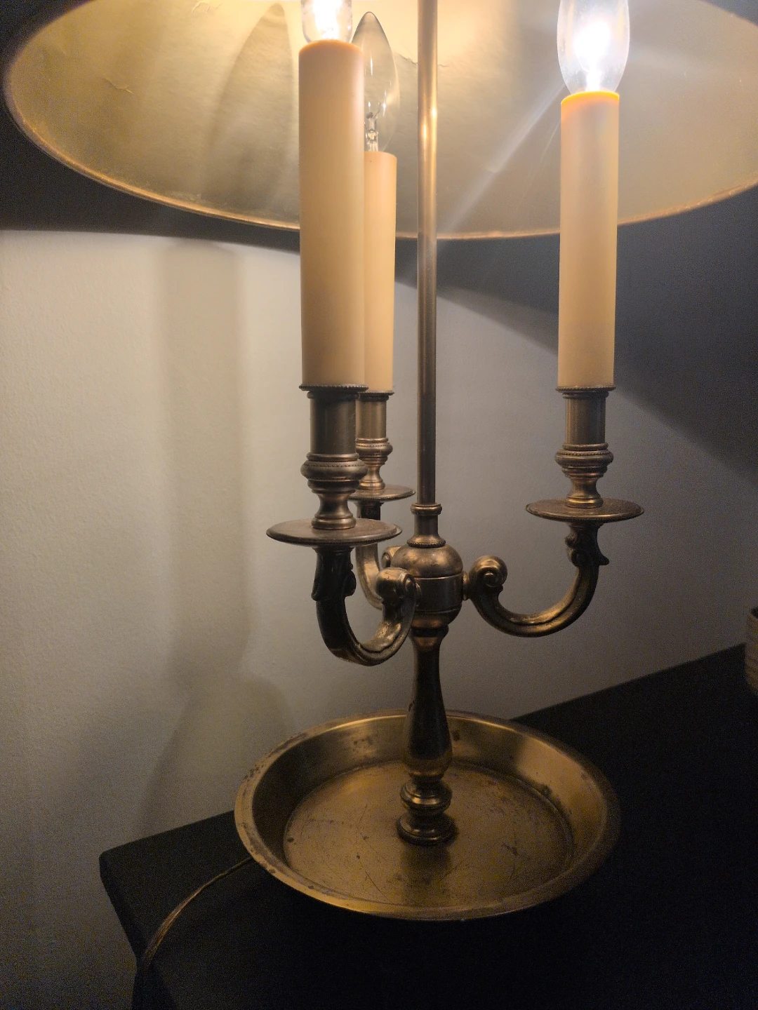 1950's Brass Table Lamp with Black Shade - photo 2