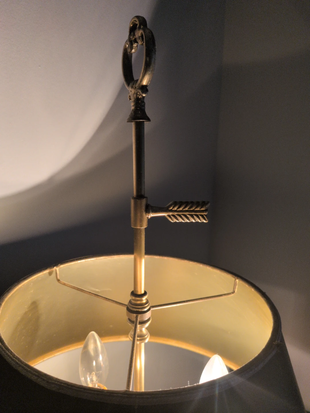 1950's Brass Table Lamp with Black Shade - photo 3