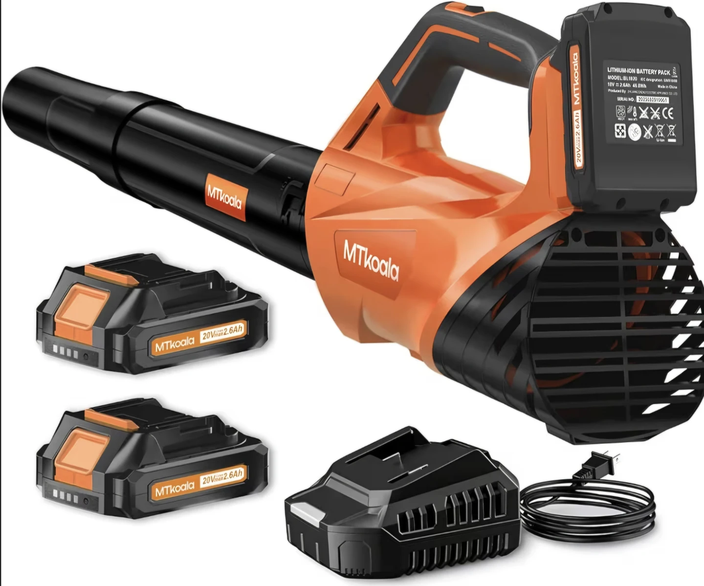 MTKOALA 20V Leaf Blower Kit with 2 Batteries and Charger