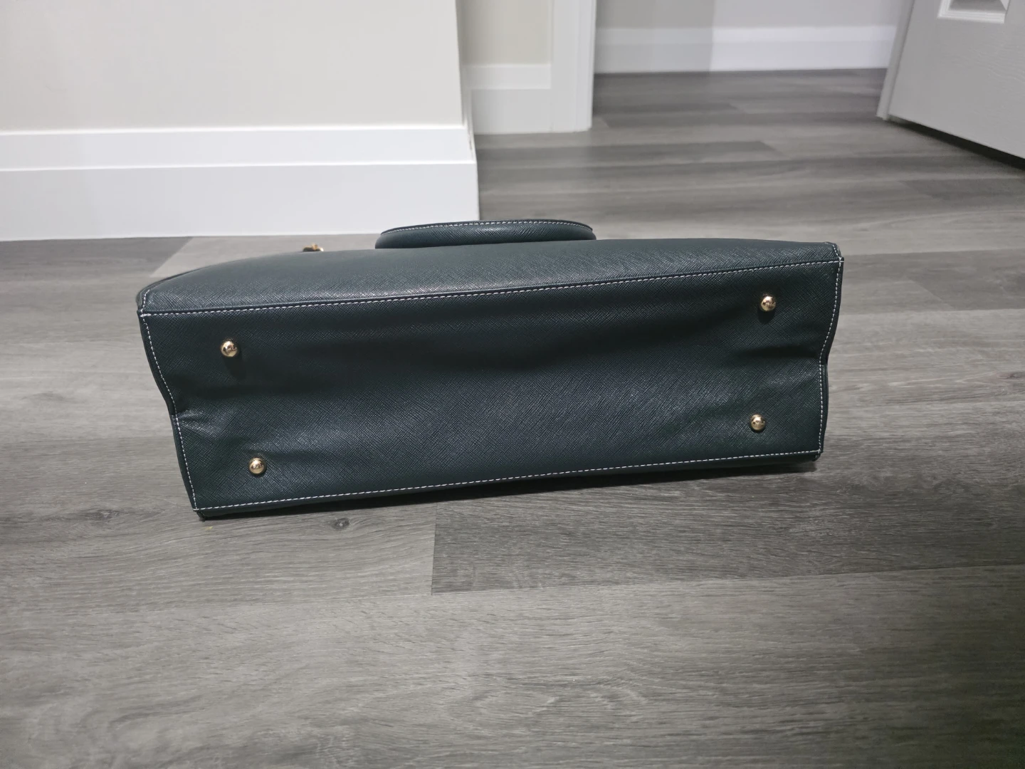 Dark Green Faux Leather Briefcase / Tote Bag⚽ - photo 2