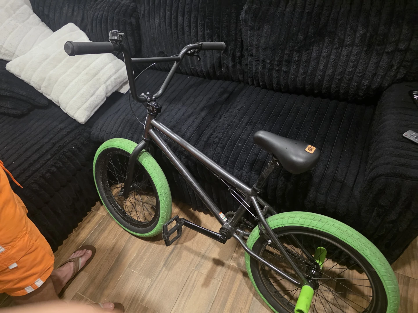 BMX Bike - Gray with Green Tires