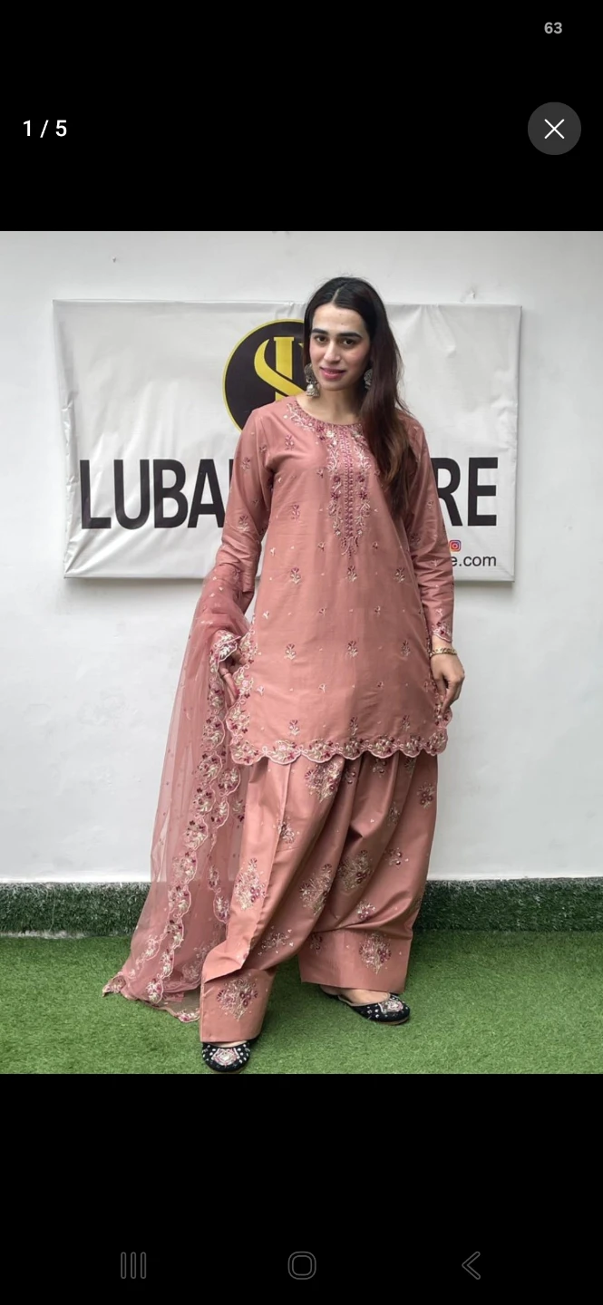 Embroidered Salwar Kameez 3 piece suit farshi shalwar