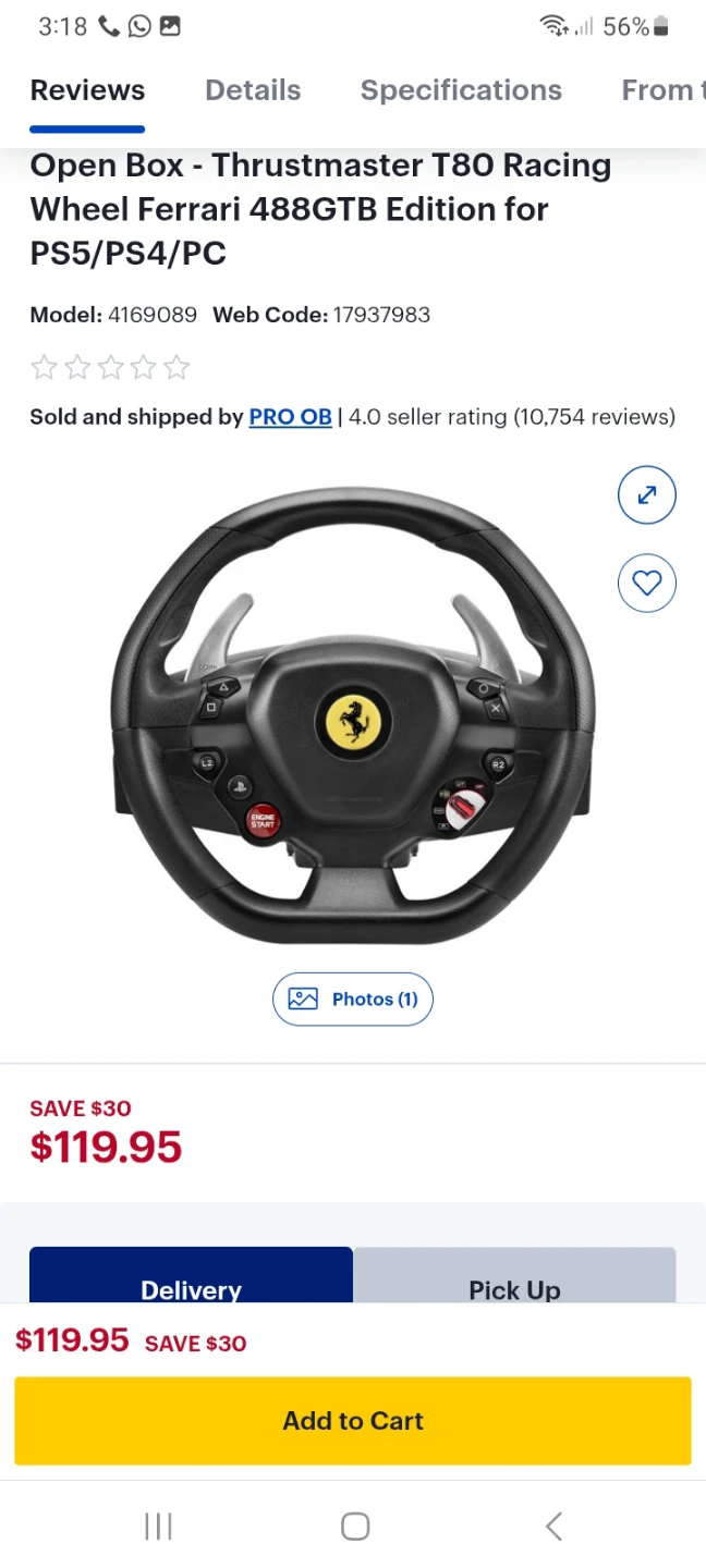 Thrustmaster T80 Racing Wheel Ferrari 488 GTB Edition - photo 2