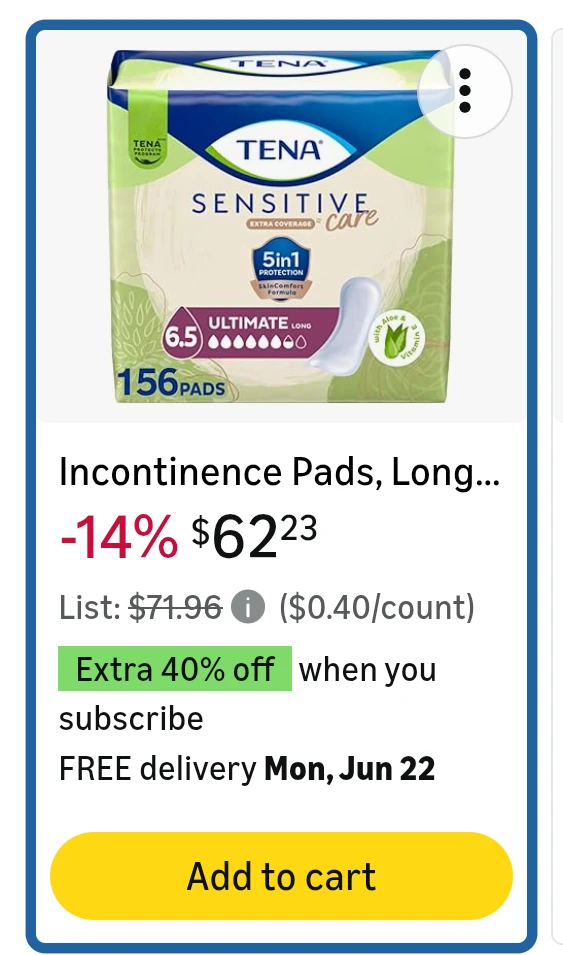 Tena 6.5 Sensitive Pads. Size 3x. - photo 3
