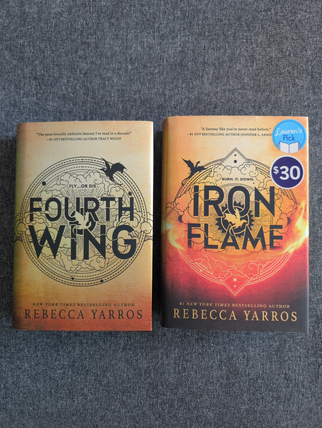 Fourth Wing and Iron Flame books by Rebecca Yarros