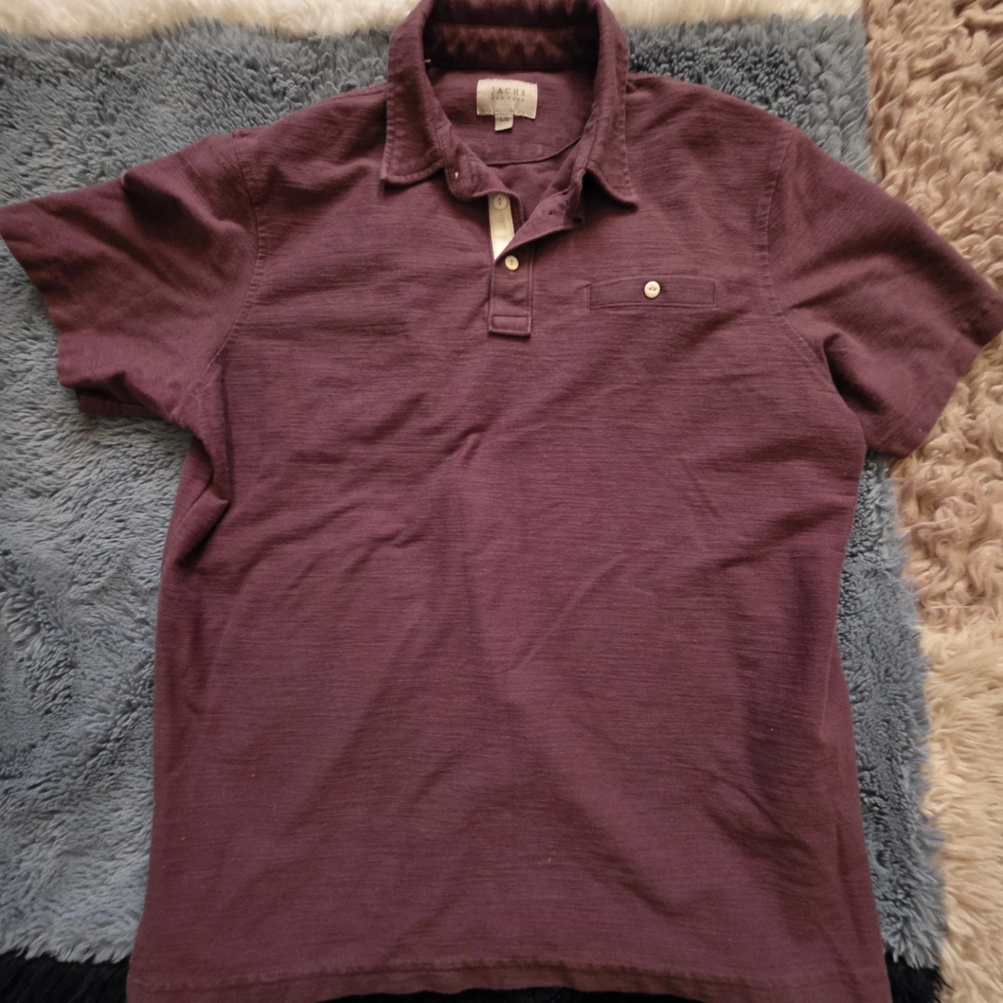 Jachs New York Men's Burgundy Polo Shirt - Large