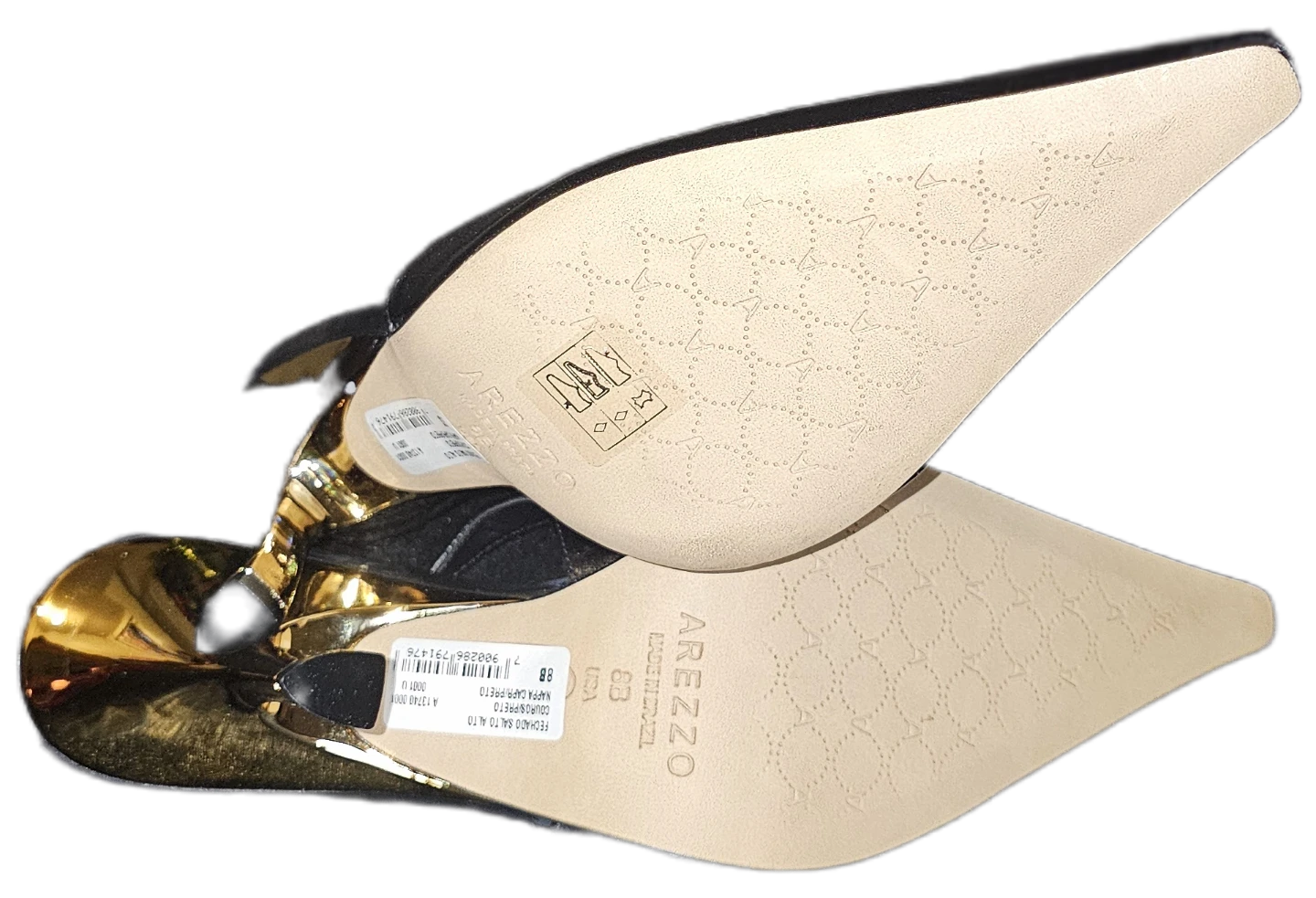 Arezzo Black Slingback Heels with Gold Stiletto Heel Size 38⚽️ - photo 3