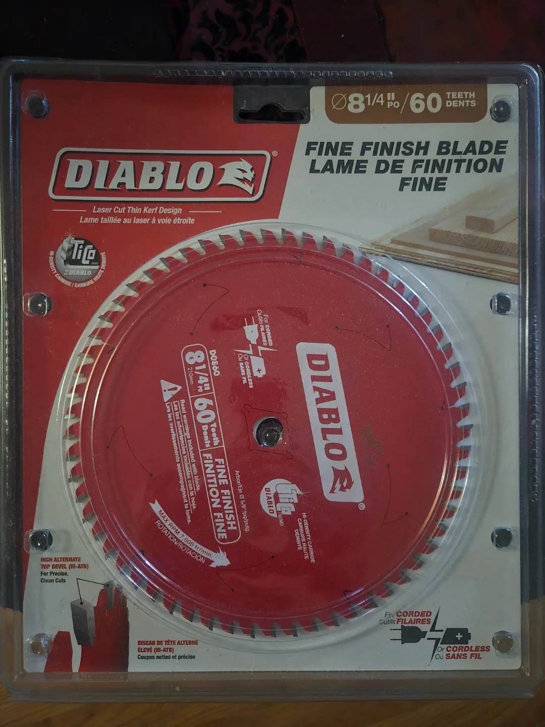 Diablo 8-1/4" Fine Finish Carbide Saw Blade