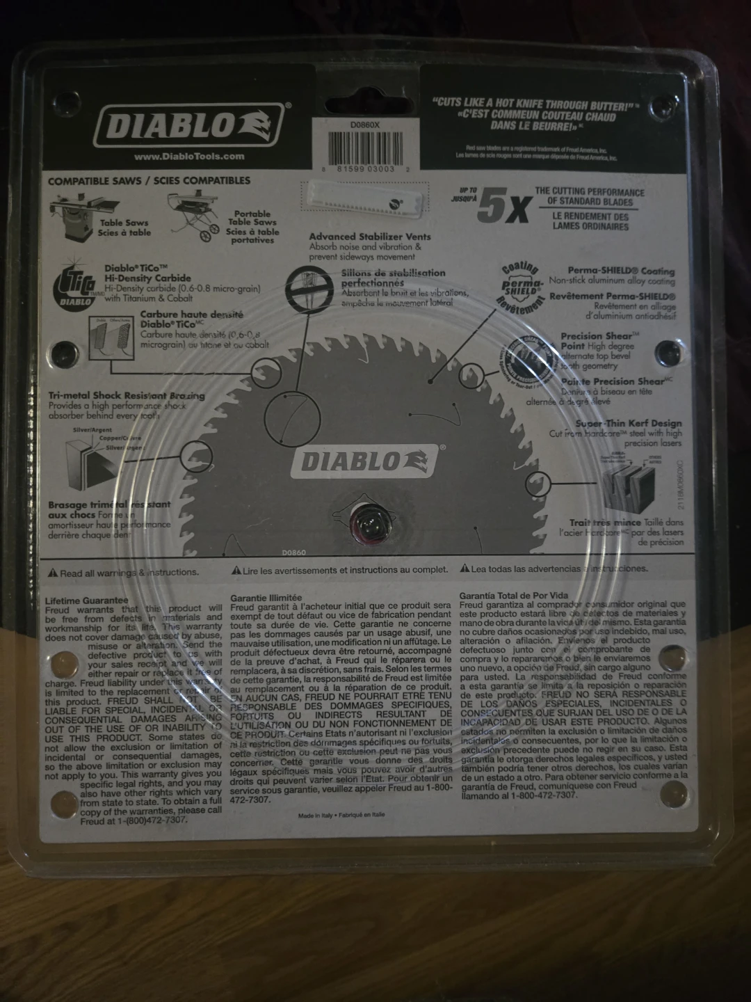 Diablo 8-1/4" Fine Finish Carbide Saw Blade - photo 2