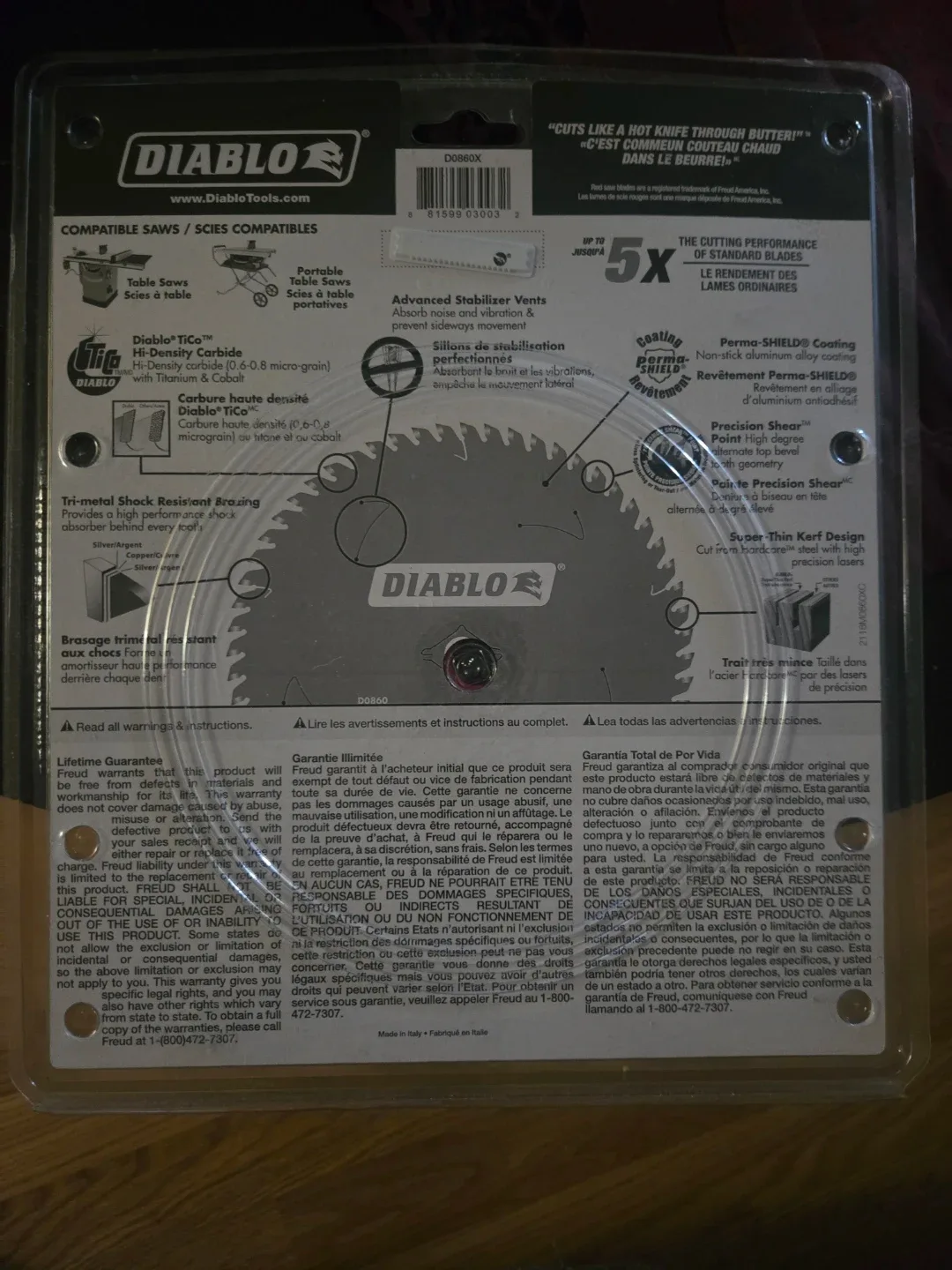 Diablo 8-1/4" Fine Finish Carbide Saw Blade - photo 2