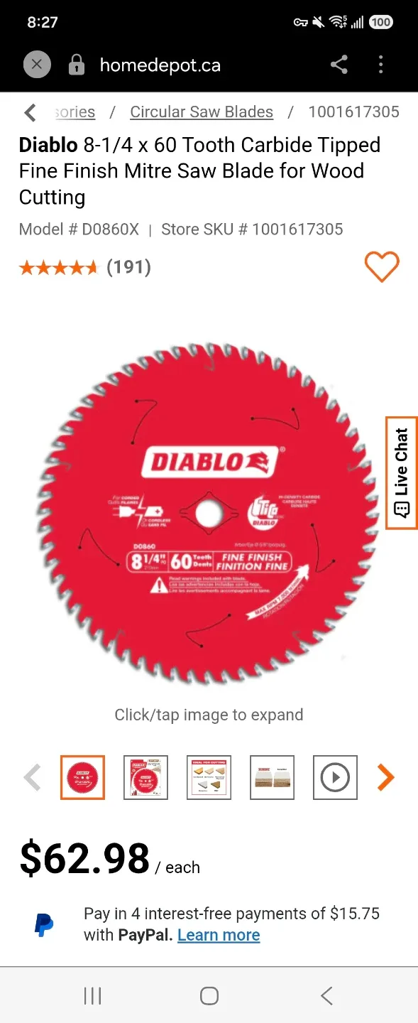 Diablo 8-1/4" Fine Finish Carbide Saw Blade - photo 3