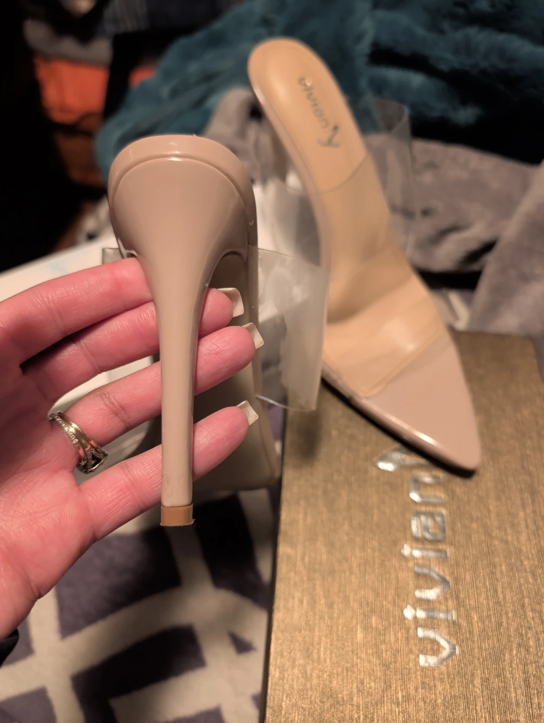 Vivian Y. Heeled Mules - Nude/Clear - photo 2