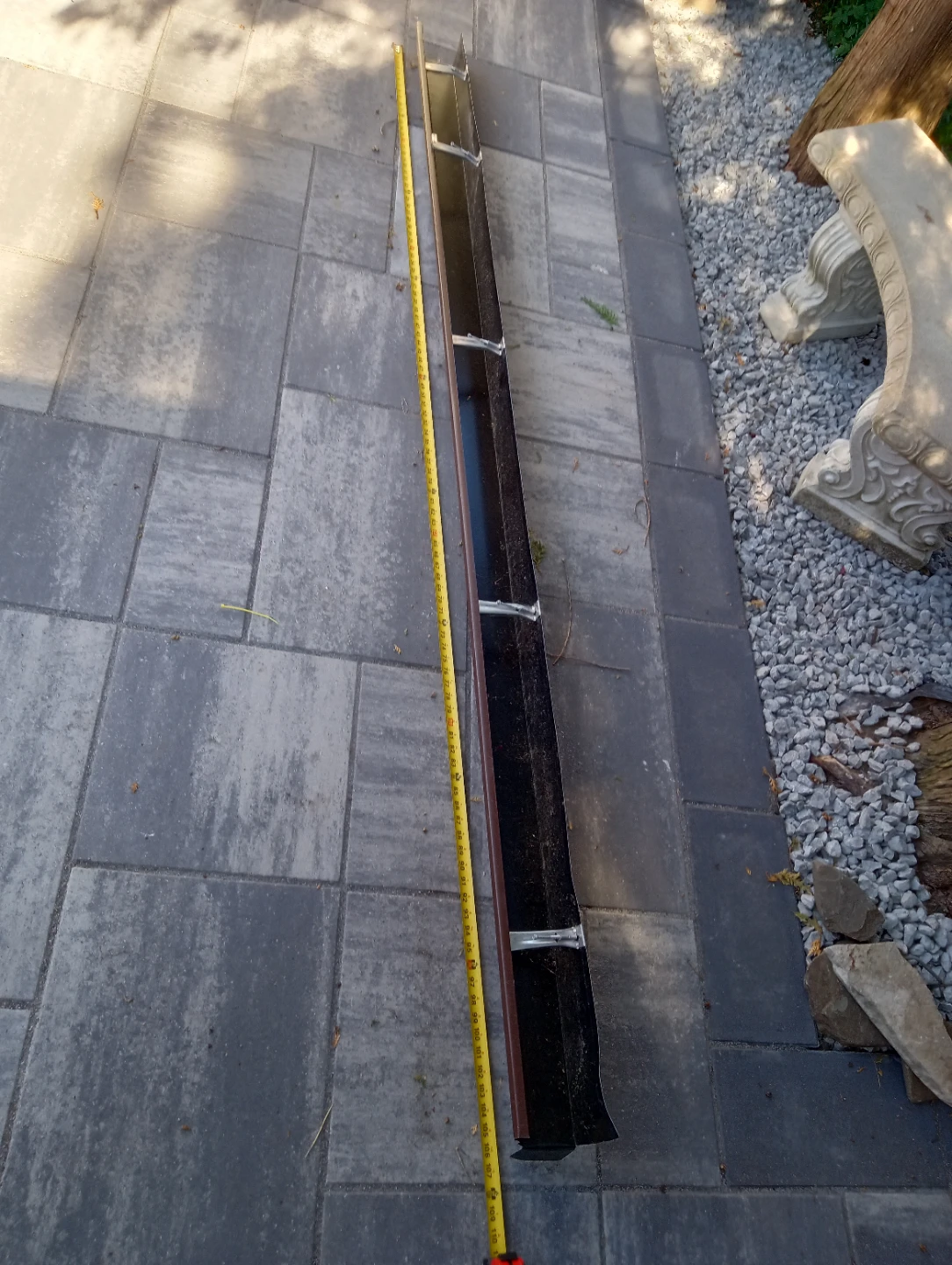 Brown Metal Gutter Section 8 feet 9 inch long x 5 inch deep