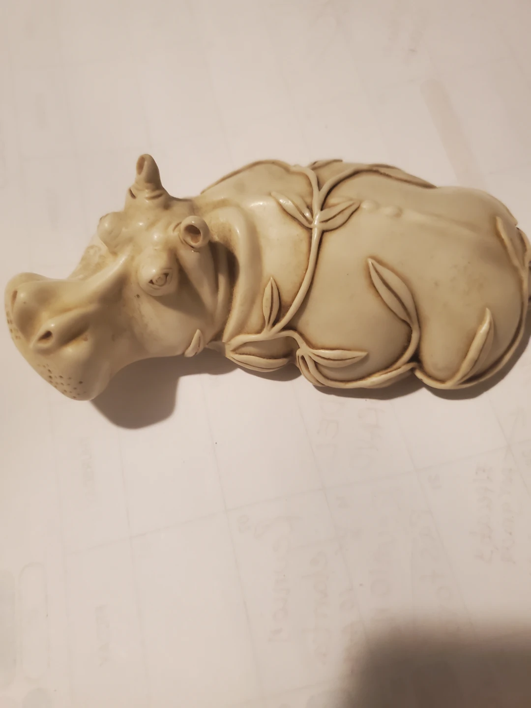 Carved Ivory Colored Hippo Figurine - photo 4